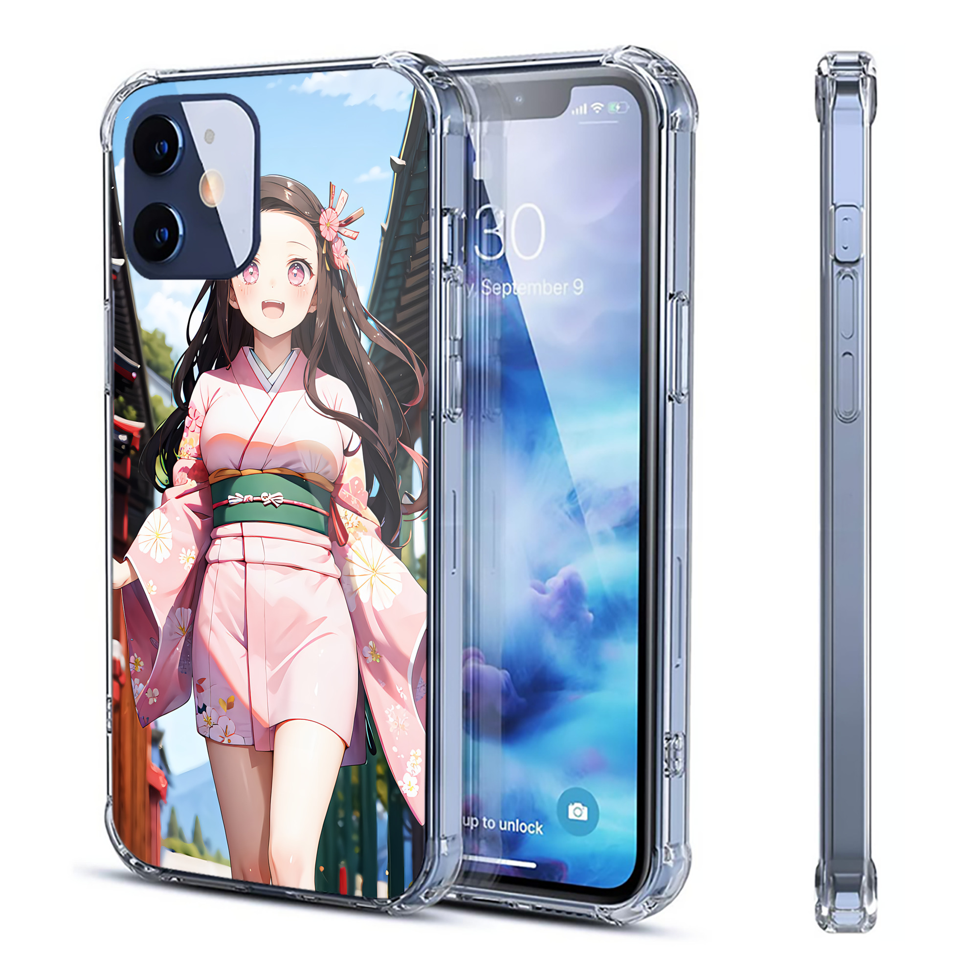 （画像用） 鬼滅の刃（きめつのやいば）竈門 禰󠄀豆子／かまど ねずこ Kamado Nezuko 【iPhone 12シリーズ対応】透明スマホケース（クリアソフトケース）